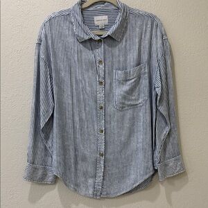 American Eagle Outfitters Blue Striped Women's Button Down Shirt